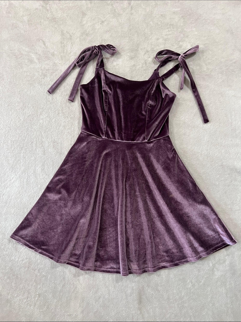 miami Velvet Tie-Shoulder Mini Dress — Plum Purple